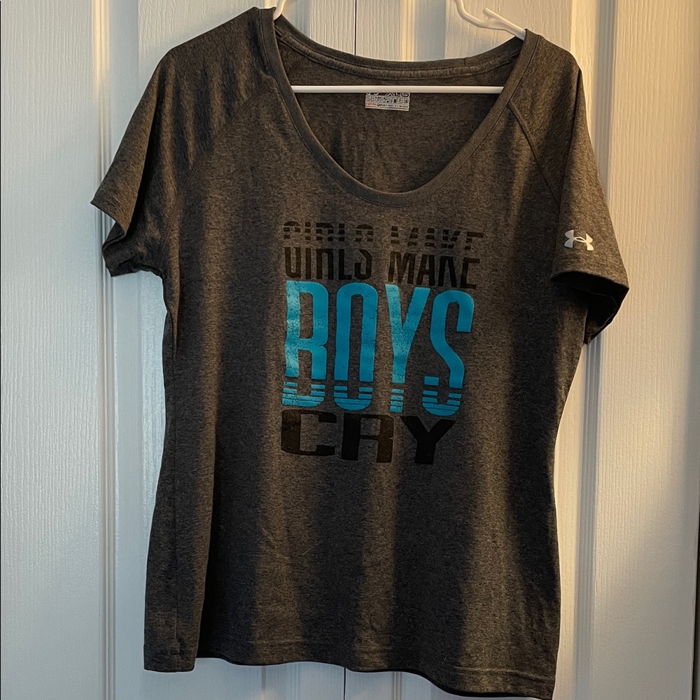 Under Armour Charcoal Tee with Blue Graphic